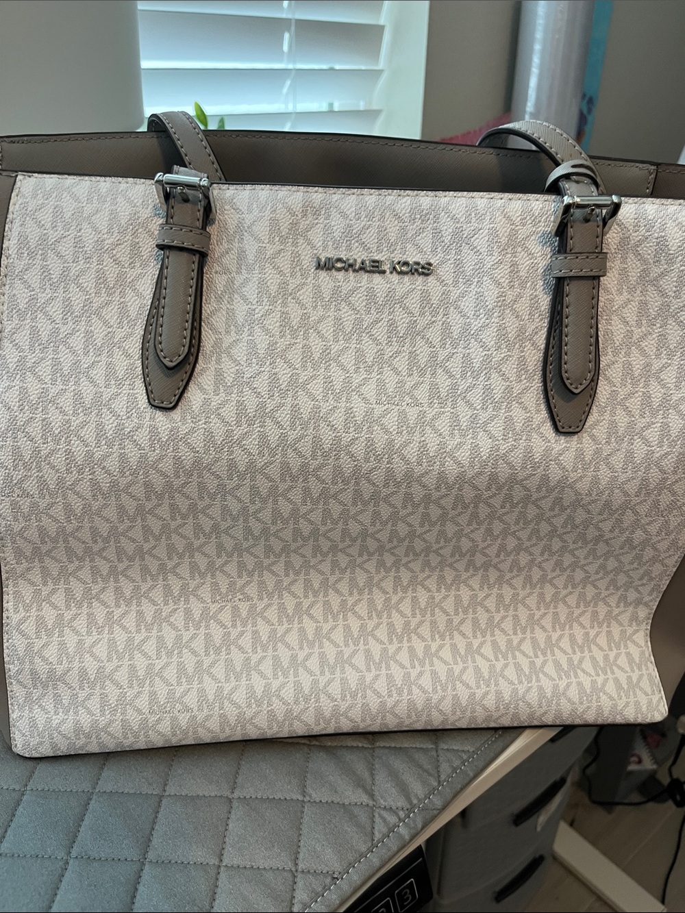 Michael Kors Gray MK Signature Tote with Dark Gray Trim - Picture 10 of 10